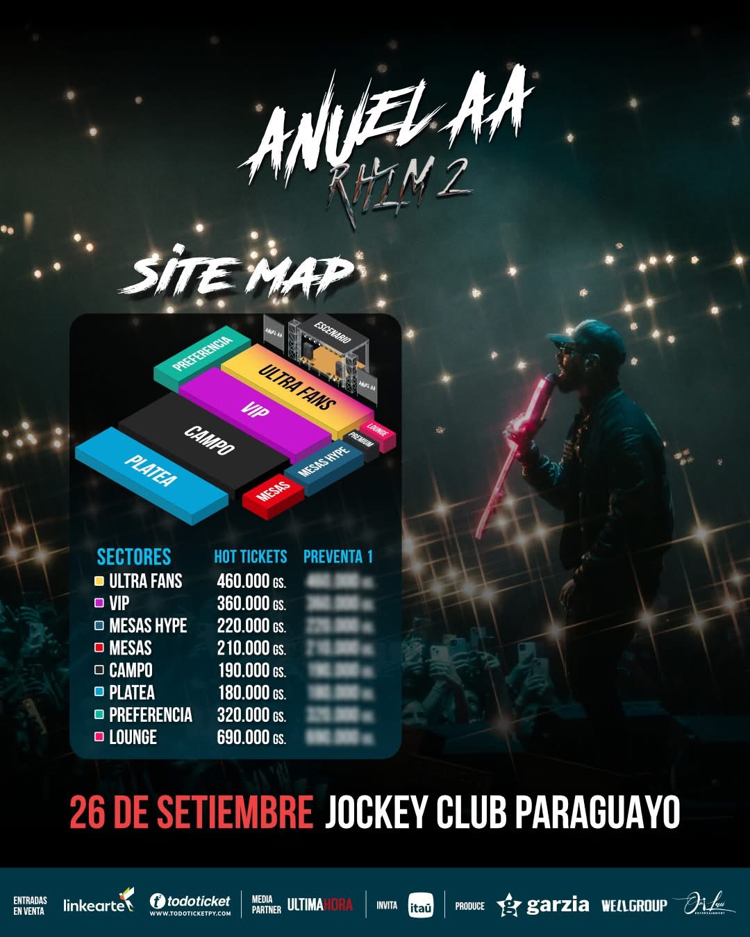 El costo de las entradas en la pre-venta 1 